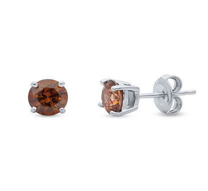 Solitaire Round CZ Stud Earrings in Sterling Silver 1.6ct