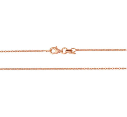 Italian Rolo Chain Necklace in Rose Gold Flashed Sterling Silver 1mm