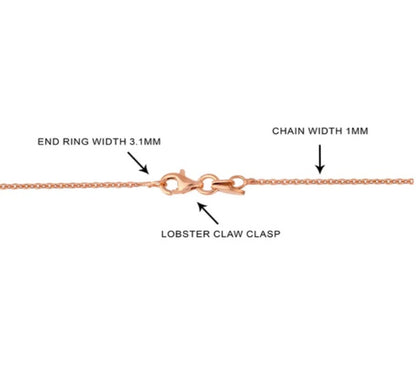 Italian Rolo Chain Necklace in Rose Gold Flashed Sterling Silver 1mm
