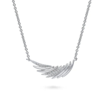Angel Wings CZ Pendant Necklace in Sterling Silver