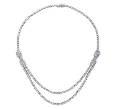 Art Deco CZ Statement Tennis Necklace in Sterling Silver