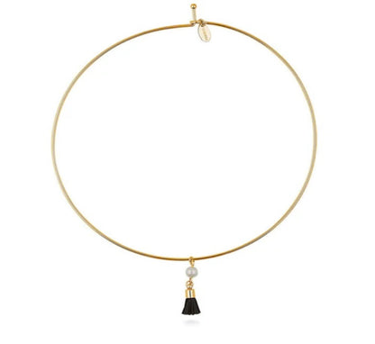 Tassel Imitation Pearl Choker in Gold-Tone