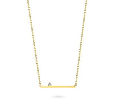 Bar CZ Pendant Necklace in Gold Flashed Sterling Silver