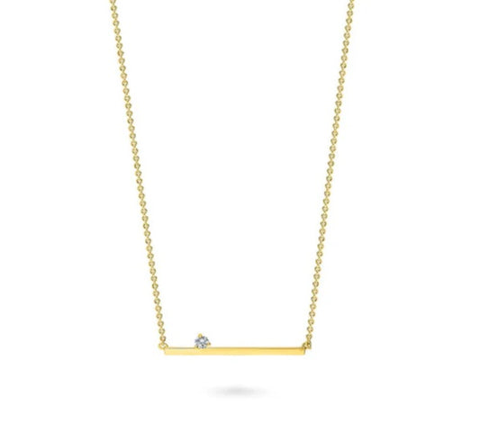 Bar CZ Pendant Necklace in Gold Flashed Sterling Silver