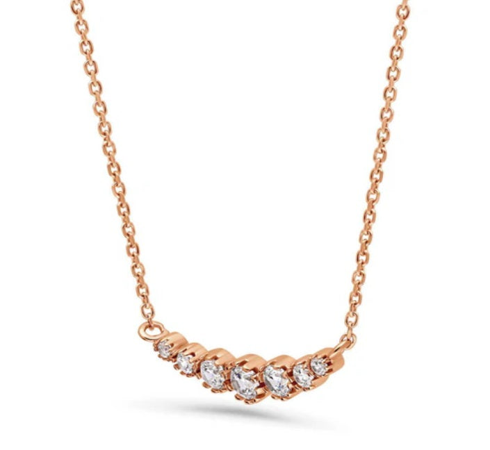 Graduated Bubble CZ Necklace in Rose Gold Flashed Sterling Silver