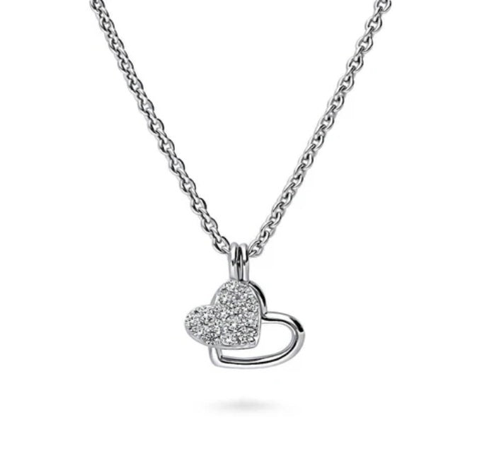 Open Heart CZ Pendant Necklace in Sterling Silver