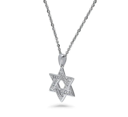 Star of David CZ Pendant Necklace in Sterling Silver