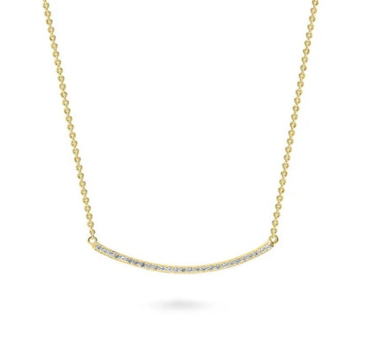 Bar CZ Pendant Necklace in Gold Flashed Sterling Silver