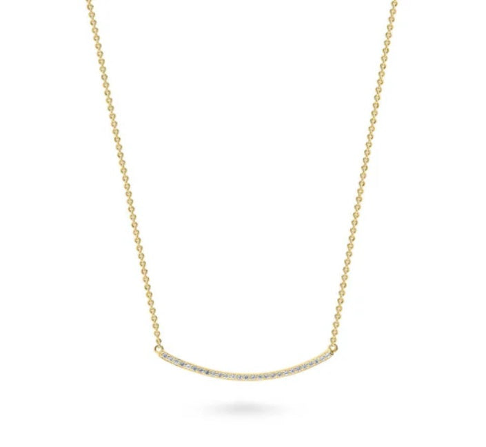 Bar CZ Pendant Necklace in Gold Flashed Sterling Silver