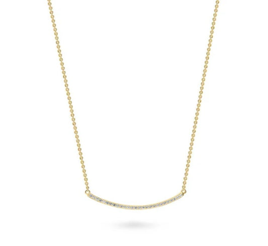 Bar CZ Pendant Necklace in Gold Flashed Sterling Silver