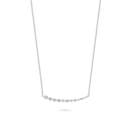 Graduated Bar CZ Pendant Necklace in Sterling Silver