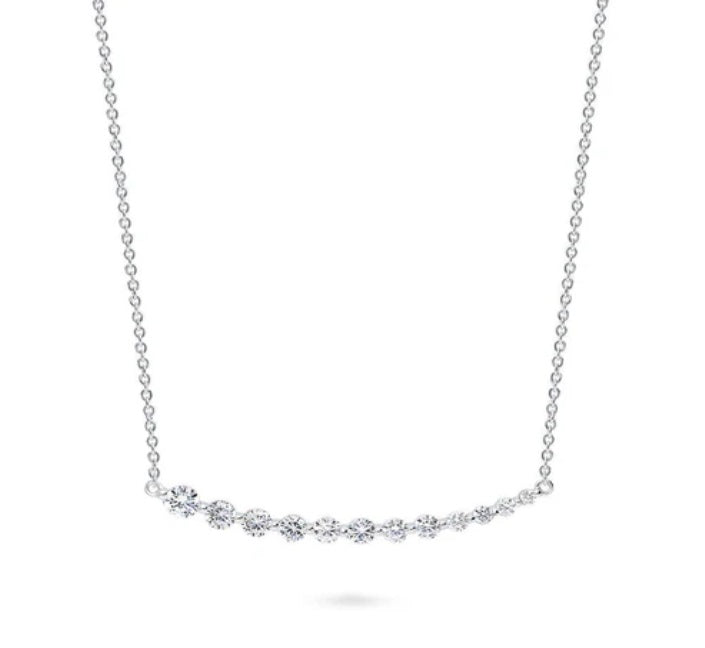 Graduated Bar CZ Pendant Necklace in Sterling Silver