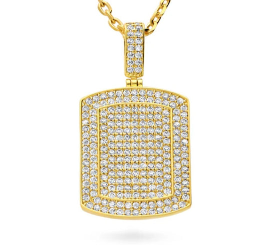 Dog Tag CZ Pendant Necklace