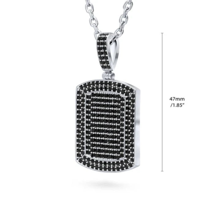 Dog Tag CZ Pendant Necklace