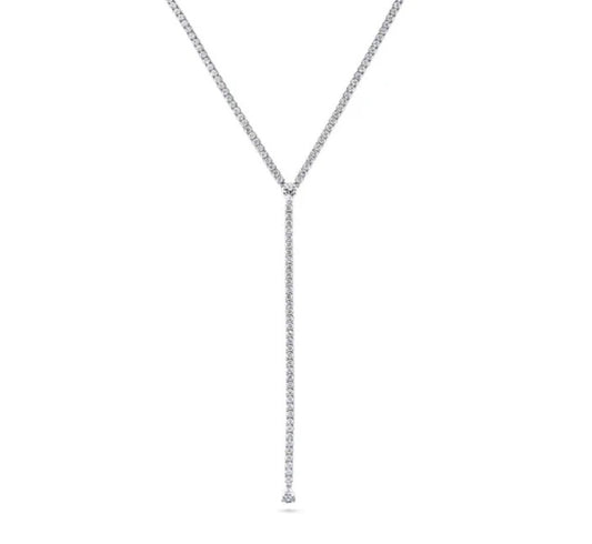 CZ Lariat Necklace in Sterling Silver