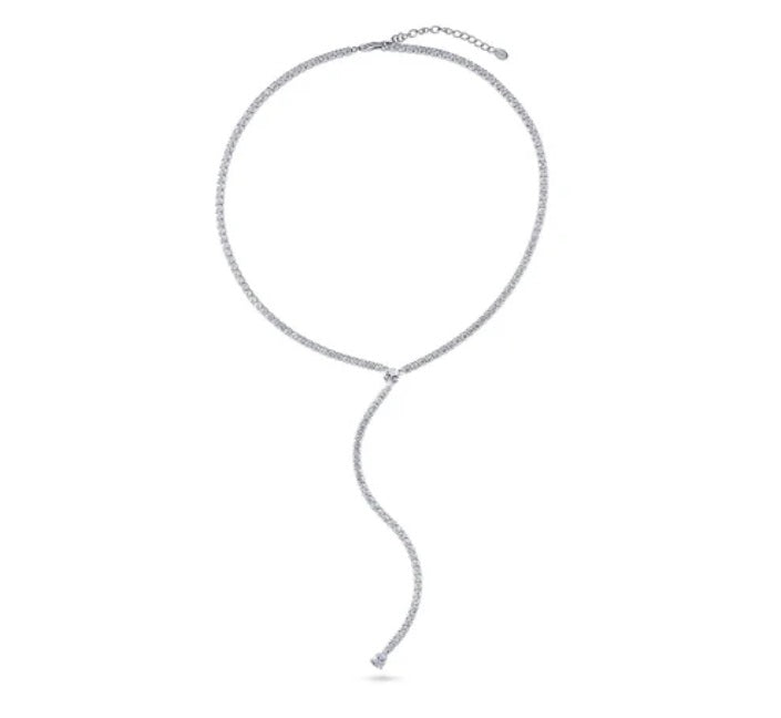 CZ Lariat Necklace in Sterling Silver