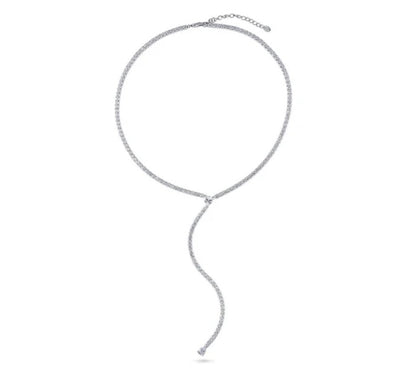 CZ Lariat Necklace in Sterling Silver