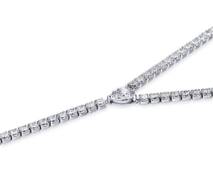 CZ Lariat Necklace in Sterling Silver