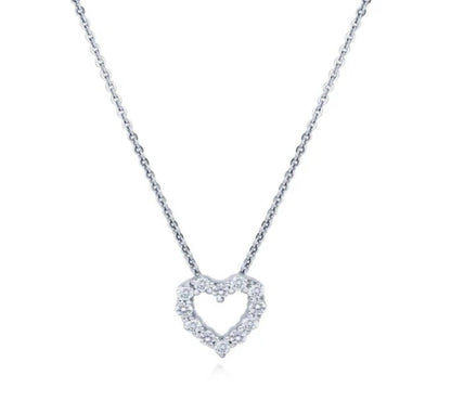 Open Heart CZ Pendant Necklace in Sterling Silver