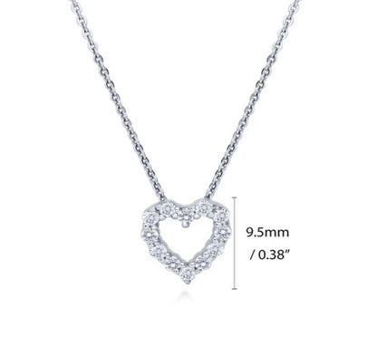 Open Heart CZ Pendant Necklace in Sterling Silver