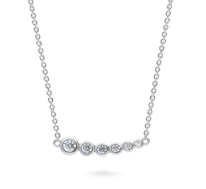 Bubble Graduated CZ Pendant Necklace in Sterling Silver