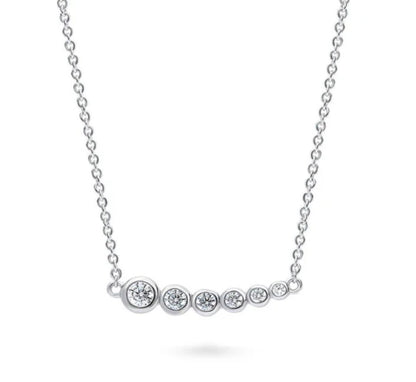 Bubble Graduated CZ Pendant Necklace in Sterling Silver