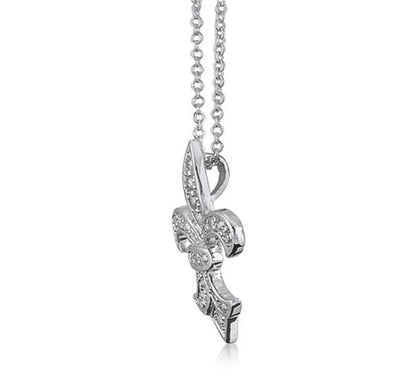 Fleur De Lis CZ Pendant Necklace in Sterling Silver