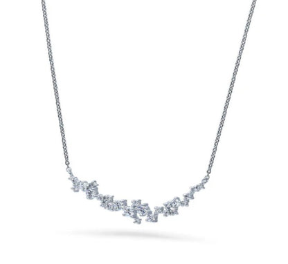 Cluster Bar CZ Pendant Necklace in Sterling Silver