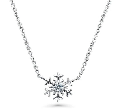 Snowflake CZ Pendant Necklace in Sterling Silver