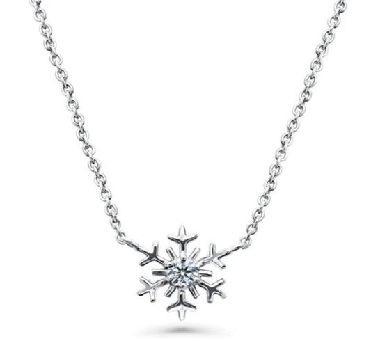 Snowflake CZ Pendant Necklace in Sterling Silver