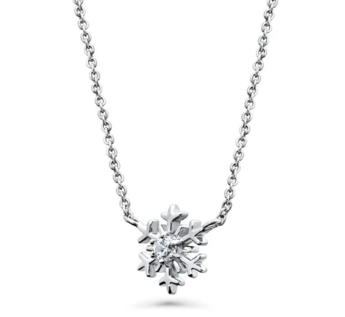 Snowflake CZ Pendant Necklace in Sterling Silver
