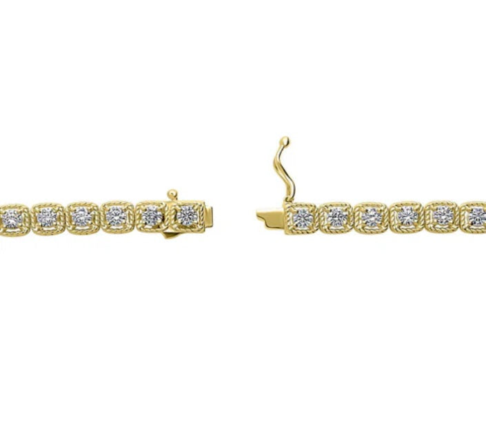 Cable CZ Statement Tennis Necklace in Gold Flashed Sterling Silver