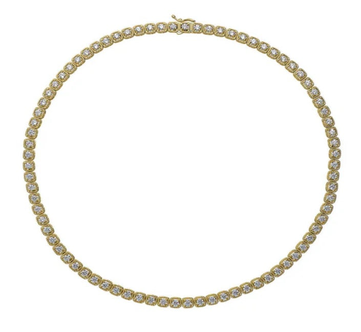 Cable CZ Statement Tennis Necklace in Gold Flashed Sterling Silver