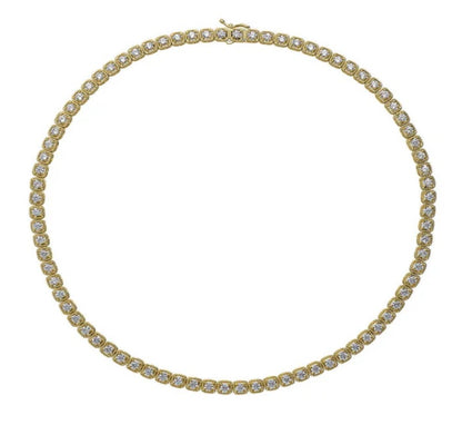 Cable CZ Statement Tennis Necklace in Gold Flashed Sterling Silver