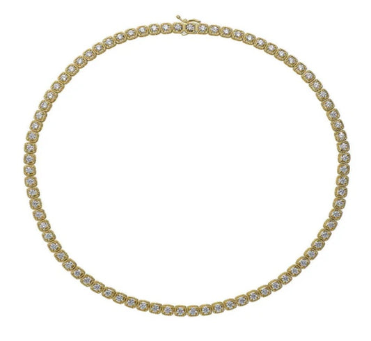 Cable CZ Statement Tennis Necklace in Gold Flashed Sterling Silver