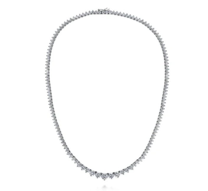 Graduated CZ Statement Tennis Necklace in Sterling Silver