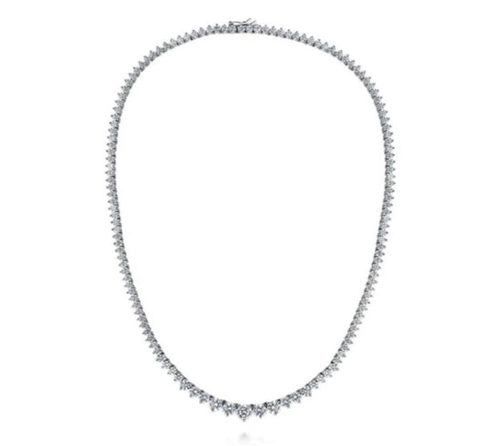 Graduated CZ Statement Tennis Necklace in Sterling Silver