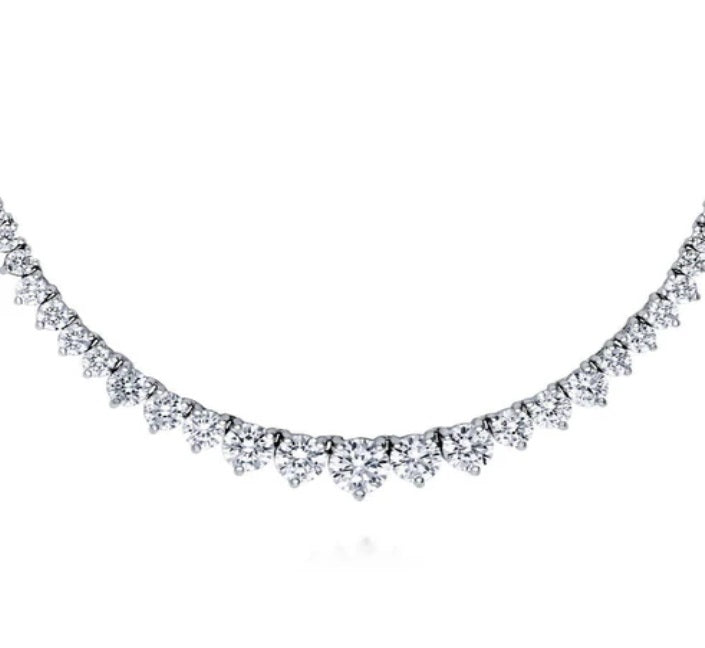 Graduated CZ Statement Tennis Necklace in Sterling Silver