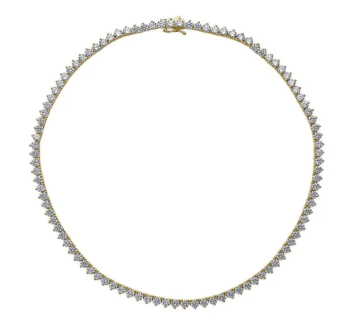 CZ Statement Tennis Necklace in Gold Flashed Sterling Silver