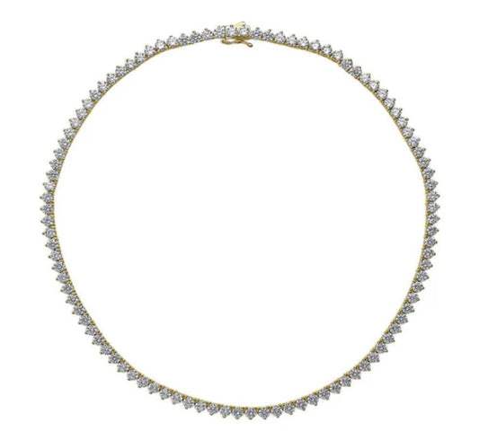CZ Statement Tennis Necklace in Gold Flashed Sterling Silver