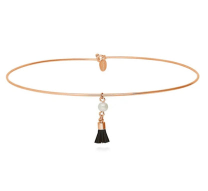 Tassel Imitation Pearl Choker in Rose Gold-Tone