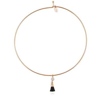 Tassel Imitation Pearl Choker in Rose Gold-Tone