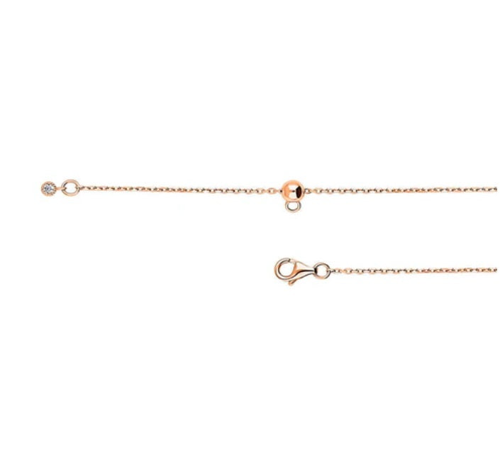 Bar CZ Pendant Necklace in Rose Gold Flashed Sterling Silver