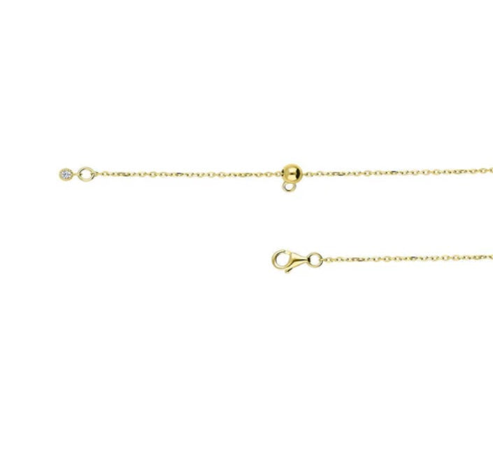 Bar CZ Pendant Necklace in Gold Flashed Sterling Silver