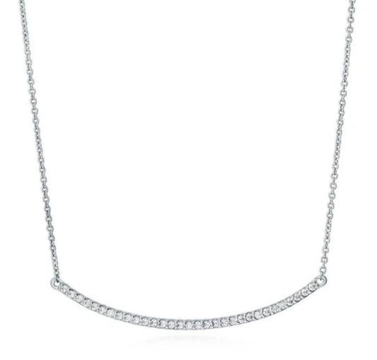 Bar CZ Pendant Necklace in Sterling Silver