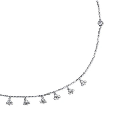Cluster CZ Station Necklace in Sterling Silver