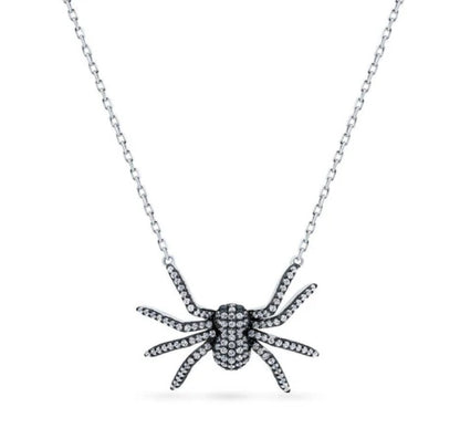 Spider CZ Pendant Necklace in Sterling Silver