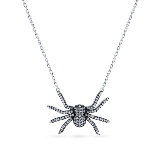 Spider CZ Pendant Necklace in Sterling Silver