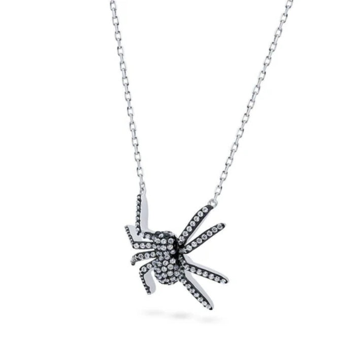 Spider CZ Pendant Necklace in Sterling Silver