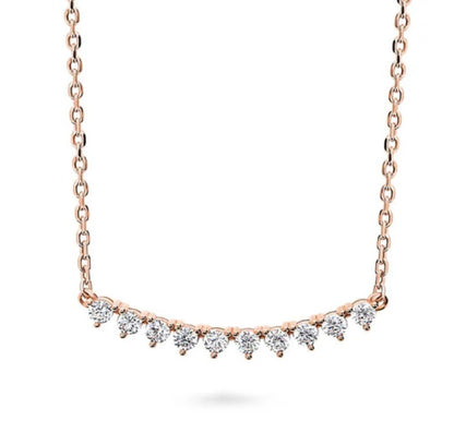 Bar CZ Pendant Necklace in Rose Gold Flashed Sterling Silver